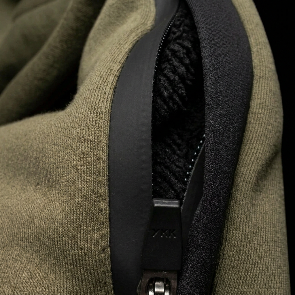 Basecamp YKK zipper and polar fleece pocket with matched fabric color