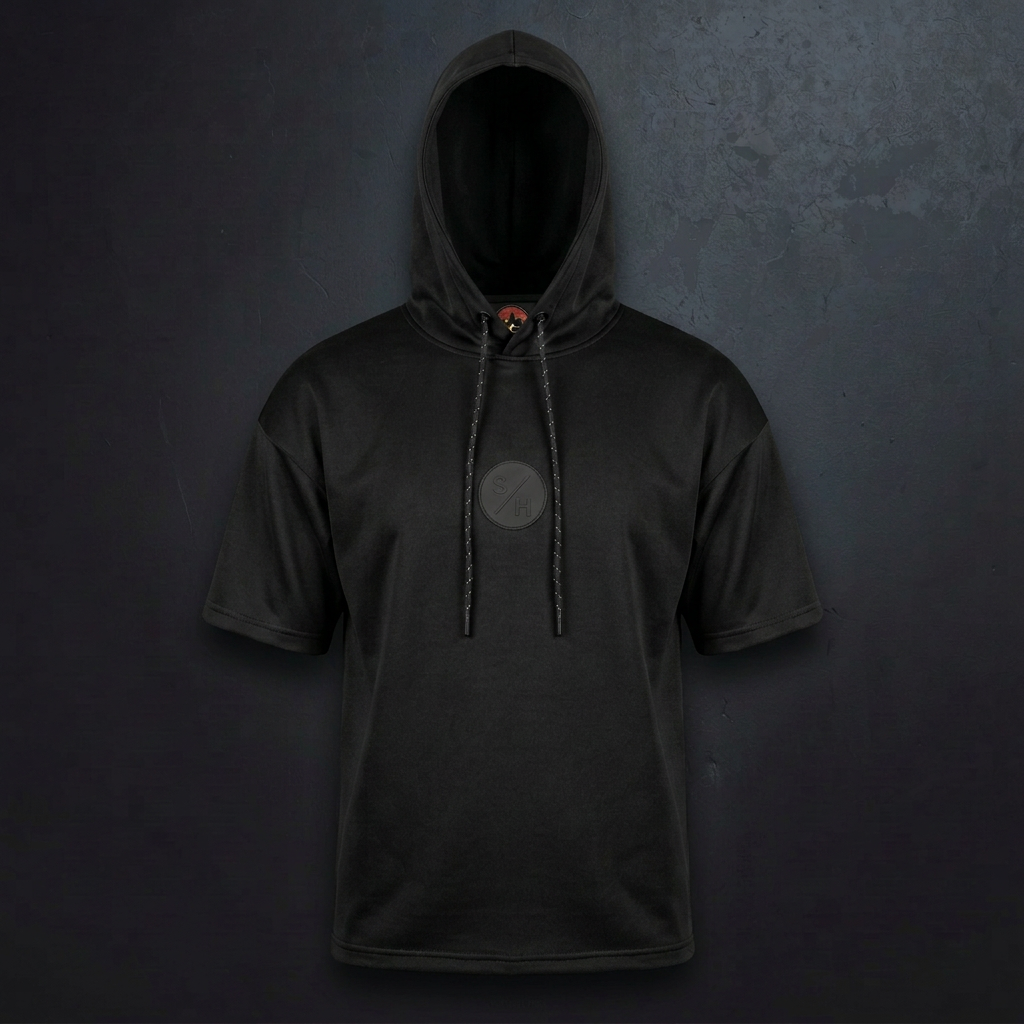 Black Shred Shirt 3D front on concrete