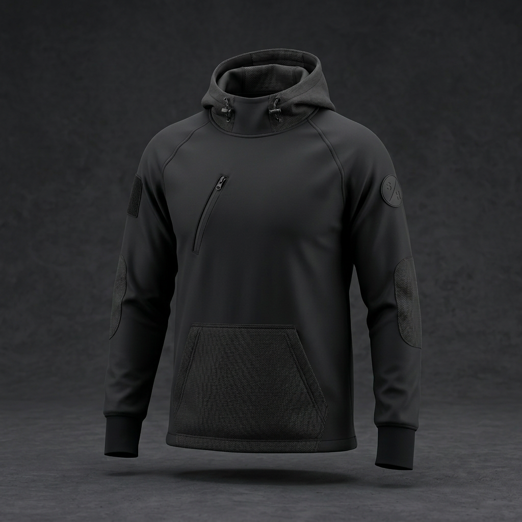 Tank Hoodie 3D front with matching concrete background